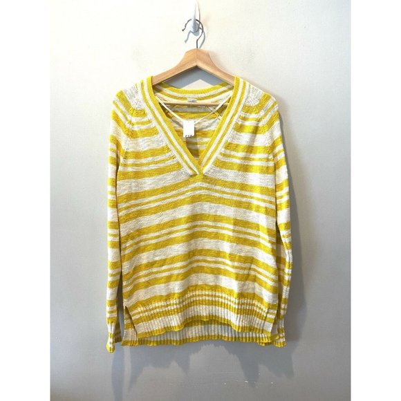 New GAP Striped Yellow Vneck Pullover Sweater - Picture 2 of 7